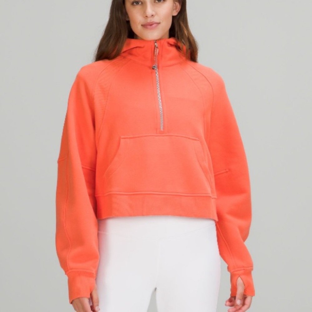 Oversized Half-Zip Scuba in Warm Coral